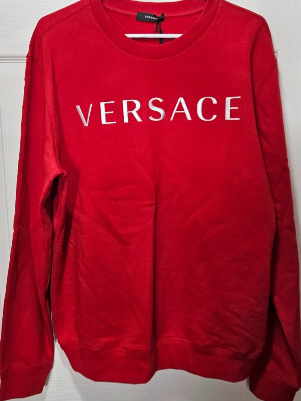 VERSACE Red Logo Crewneck Sweatshirt